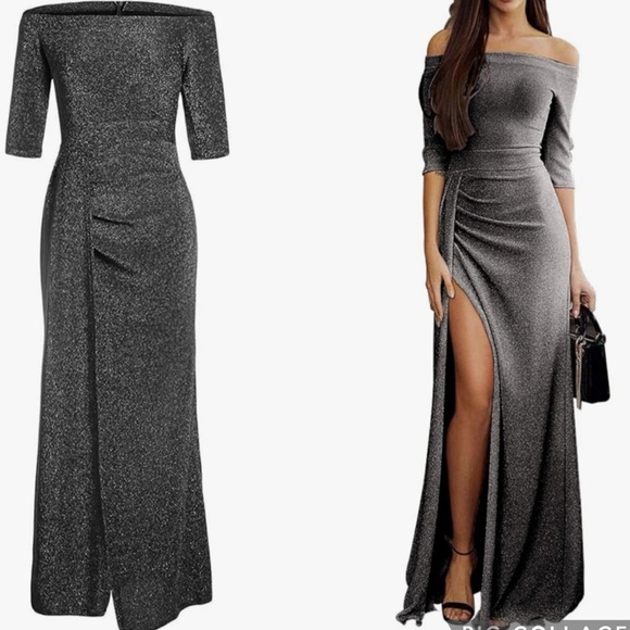 Gray maxi Occassion Dress - Picture 6 of 15